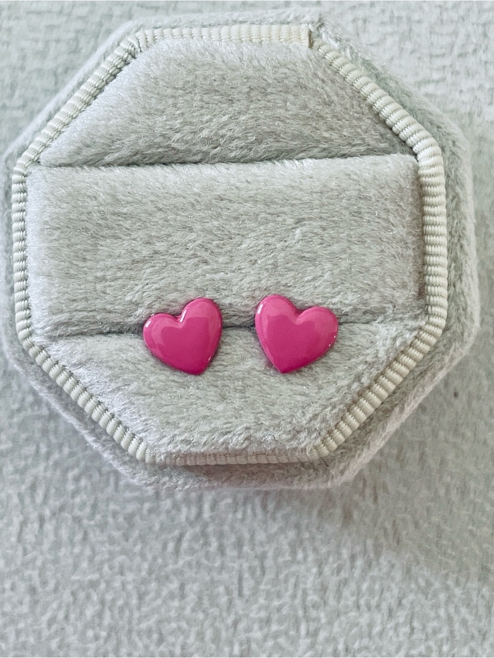 Pink heart shaped stud earrings